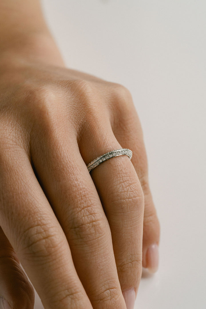 Diamond Pavé Knife-Edge Band, 14k White Gold