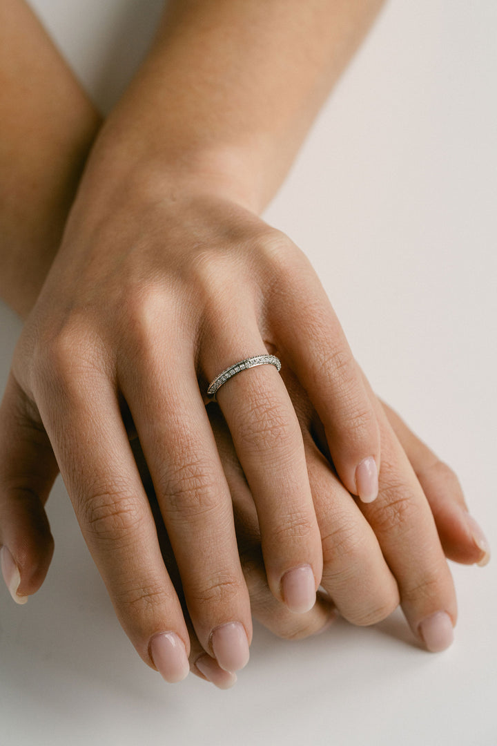 Diamond Pavé Knife-Edge Band, 14k White Gold