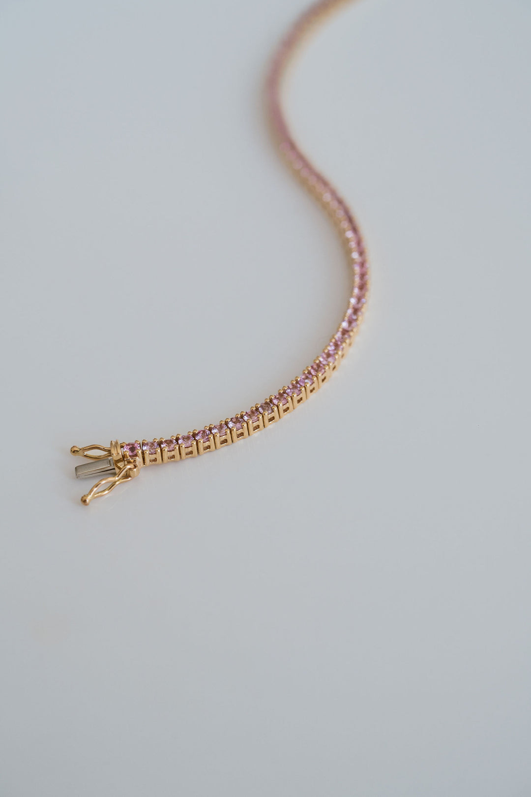 Round Pink Sapphire Tennis Bracelet