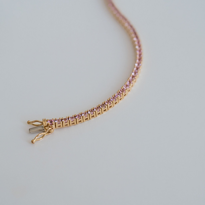 Round Pink Sapphire Tennis Bracelet