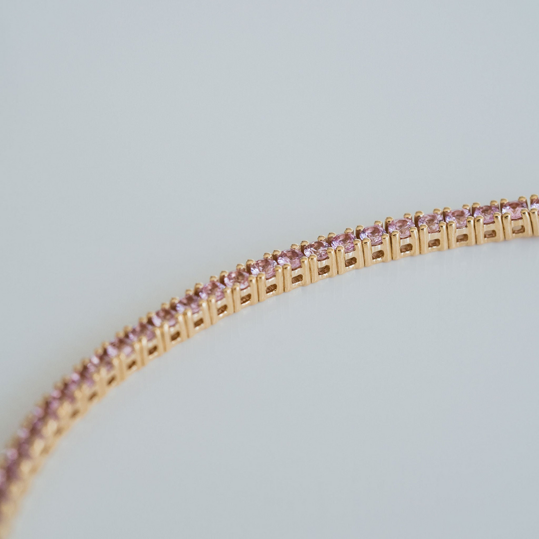 Round Pink Sapphire Tennis Bracelet