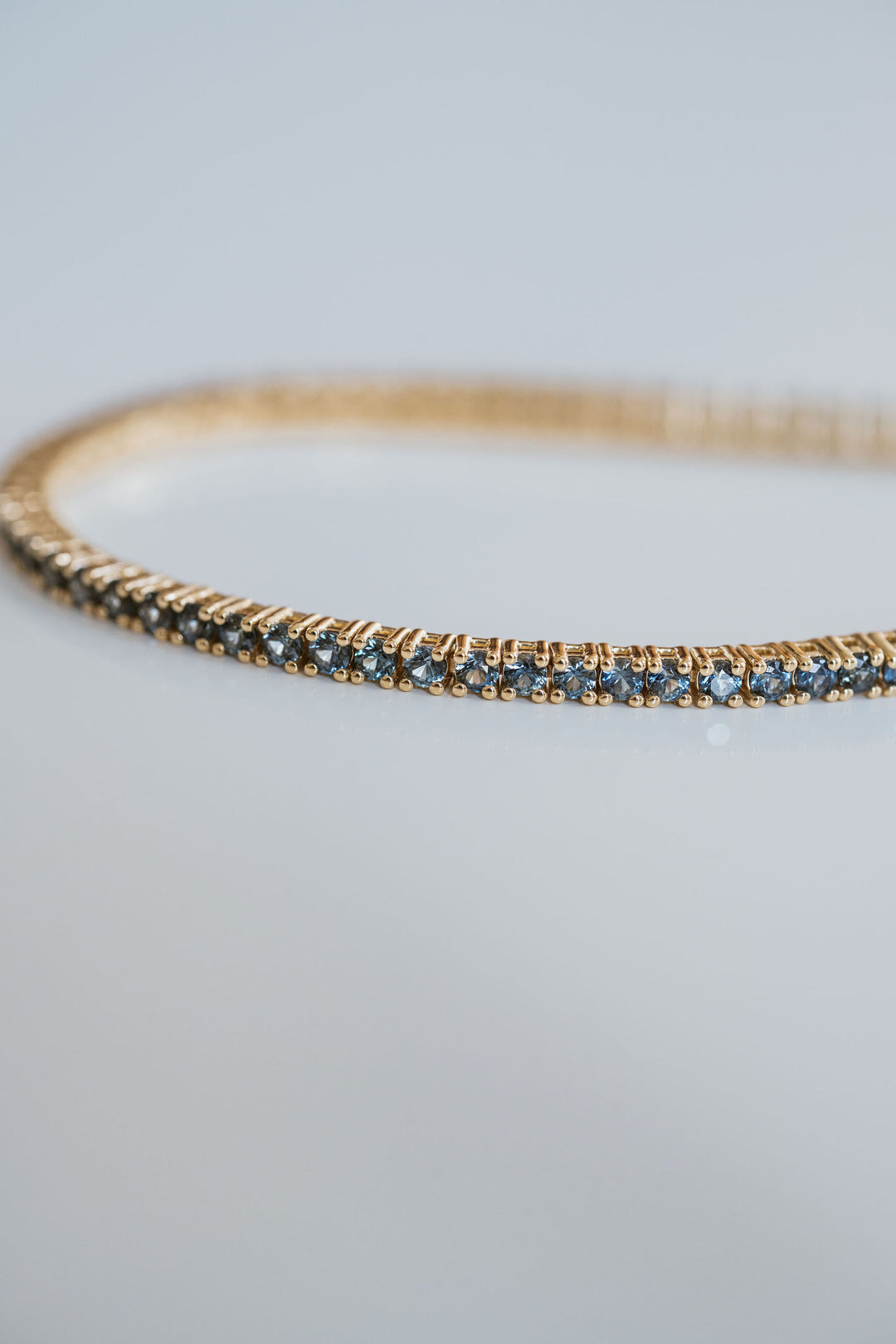 Round Teal Sapphire Tennis Bracelet