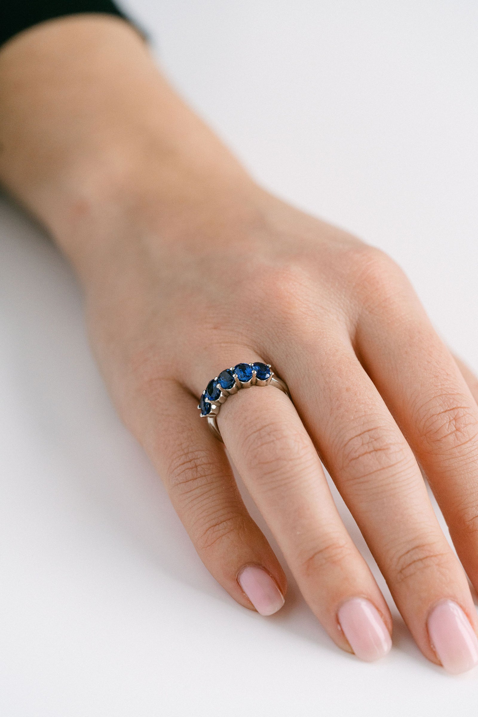 2.99ctw. Blue Oval Sri Lankan Sapphire Gemstone Band, 14k White Gold