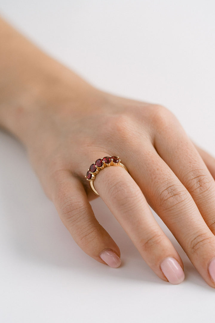 2.43ctw. Oval Burmese Ruby Gemstone Band, 14k Yellow Gold