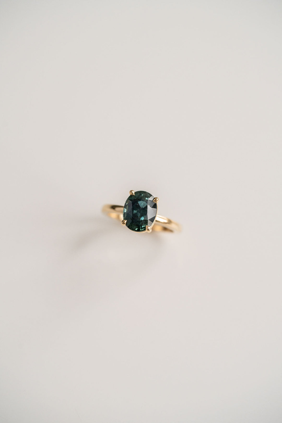 3.97ct. Oval West Coast Green Sri Lankan Sapphire Solitaire, 14k Yellow Gold
