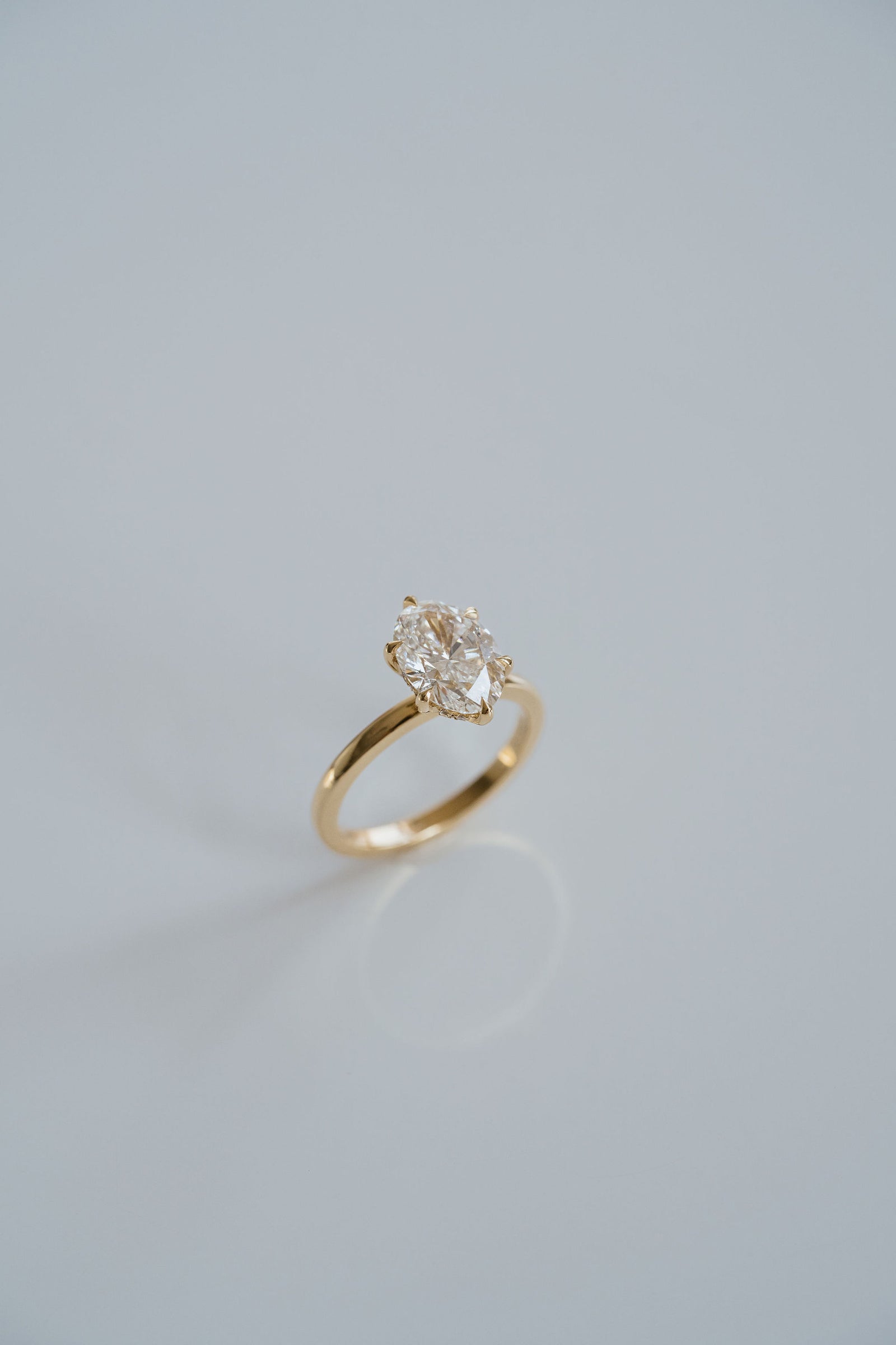 Oval Diamond Six Prong Solitaire With Collar