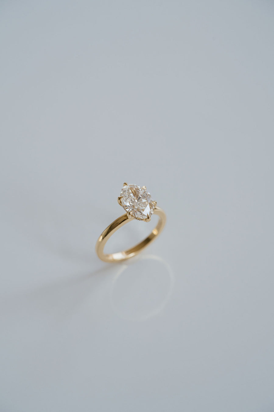 Oval Diamond Six Prong Solitaire With Collar