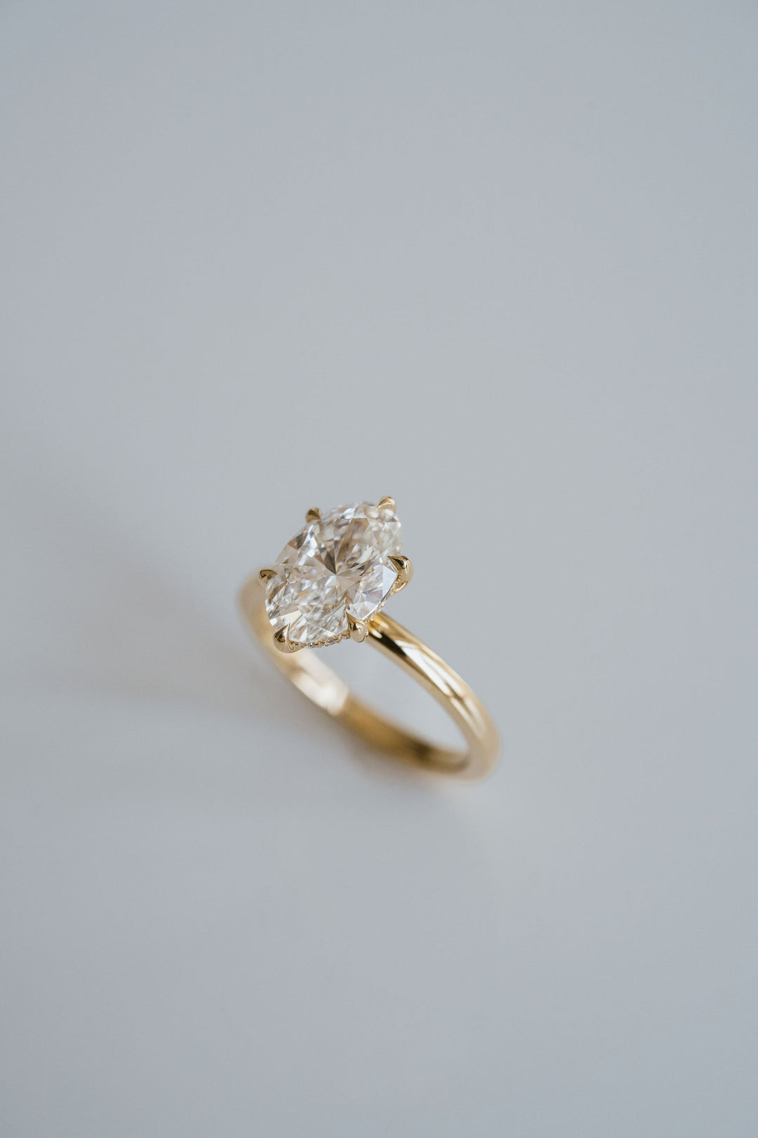 Oval Diamond Six Prong Solitaire With Collar