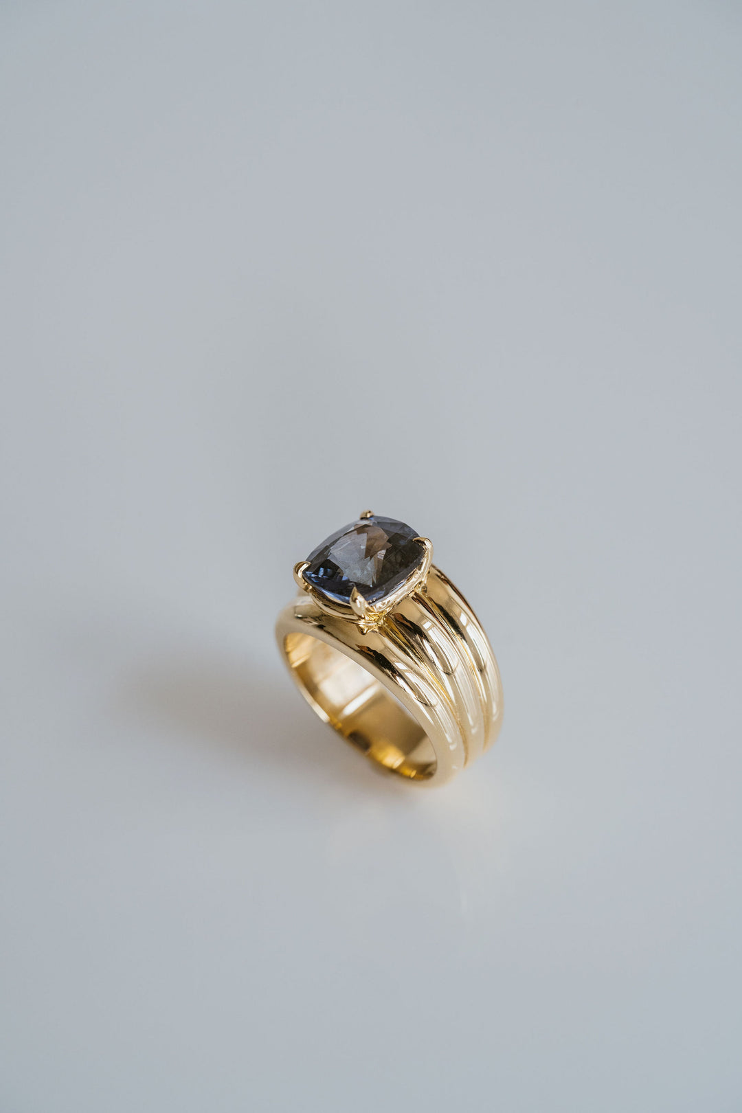 Square Cushion Cut Blue Sapphire Aria Ring