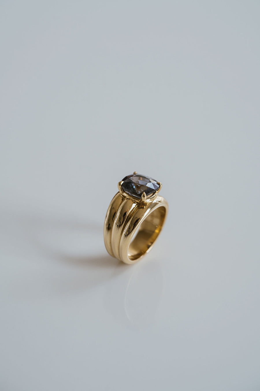Square Cushion Cut Blue Sapphire Aria Ring