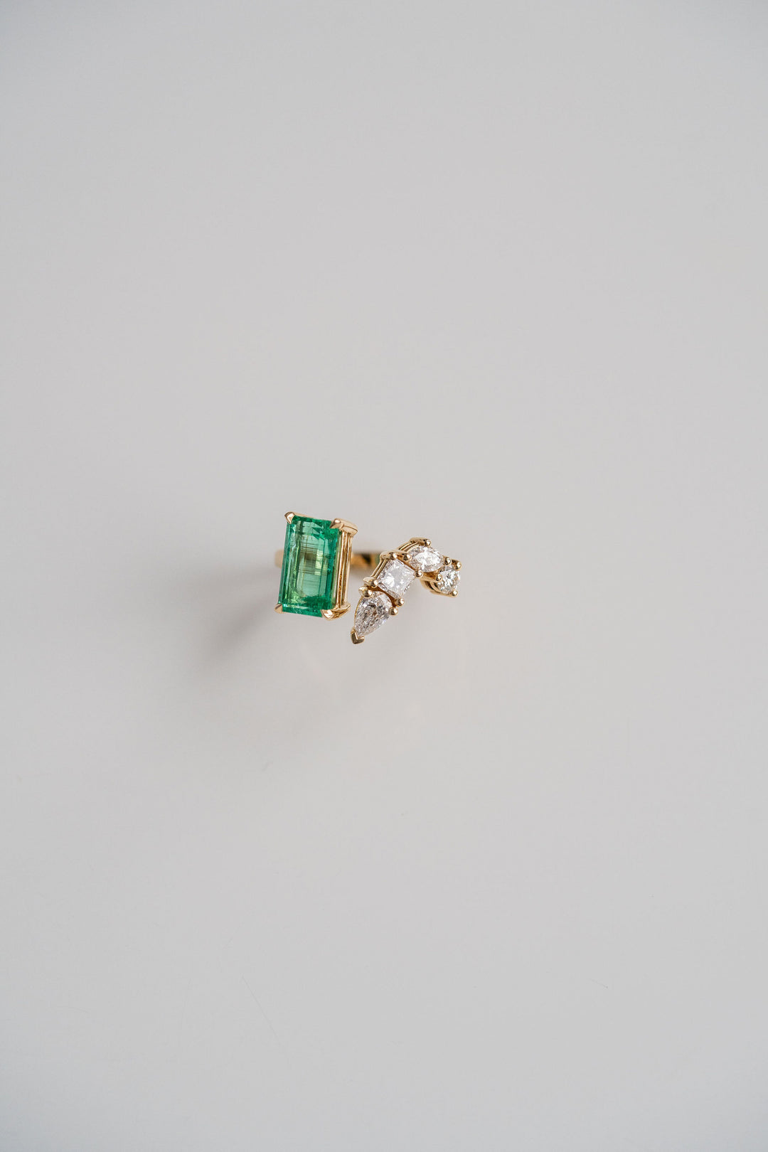 2.65ct. Emerald Cut Colombian Emerald Gap Style Cocktail Ring With Diamonds, 14k Yellow Gold 