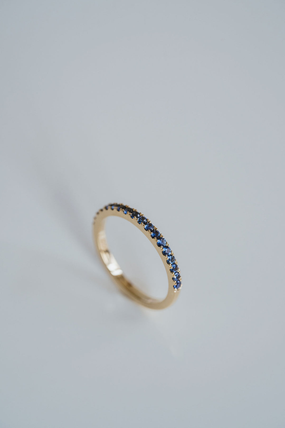 Round Blue Sapphire Pavé Band