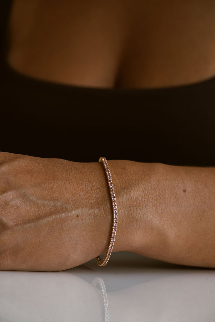 Round Pink Sapphire Tennis Bracelet