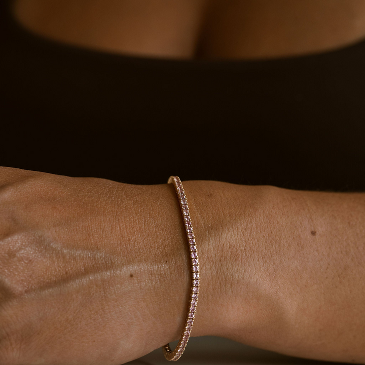 Round Pink Sapphire Tennis Bracelet