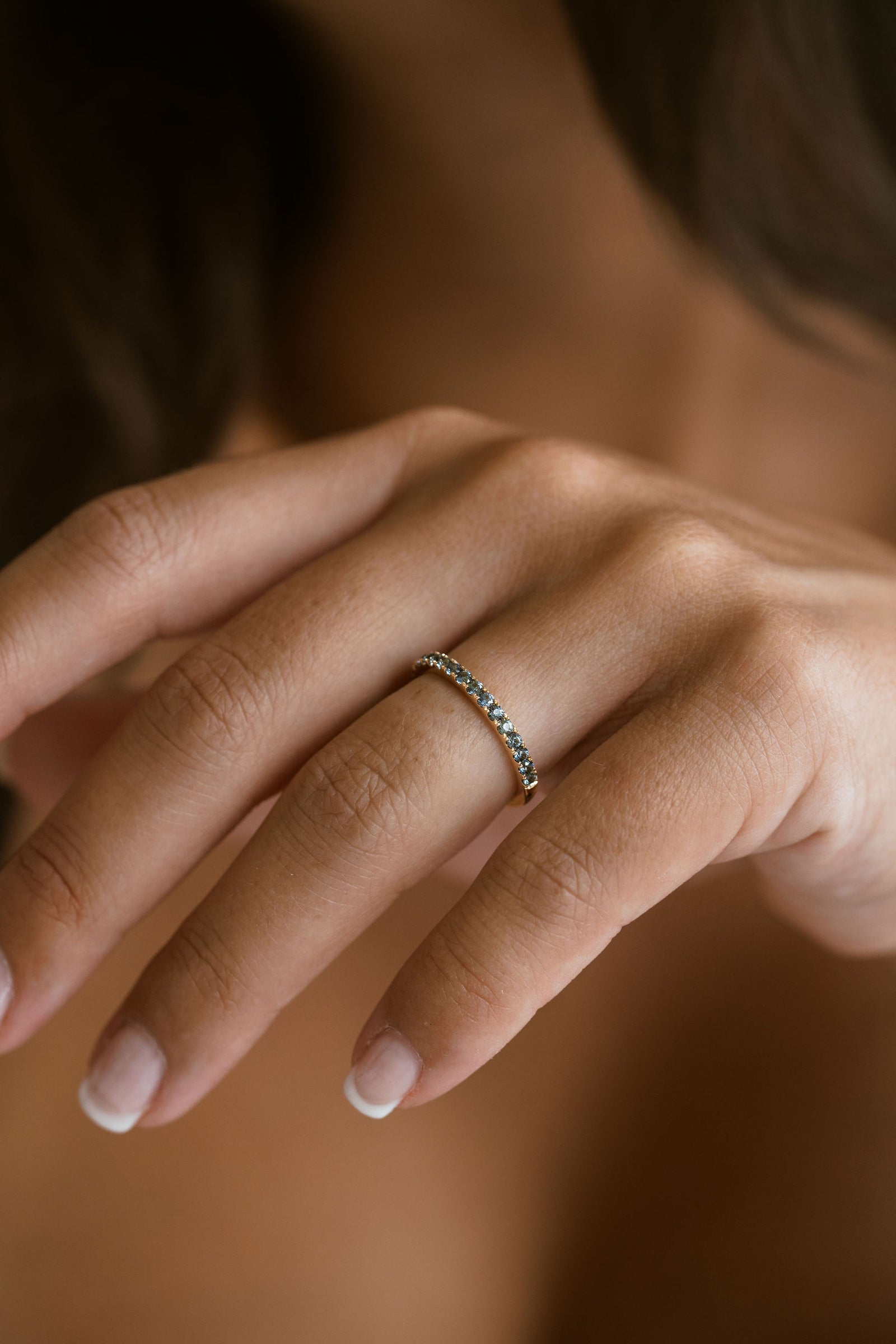 Light Teal Pavè Band - 1.8mm