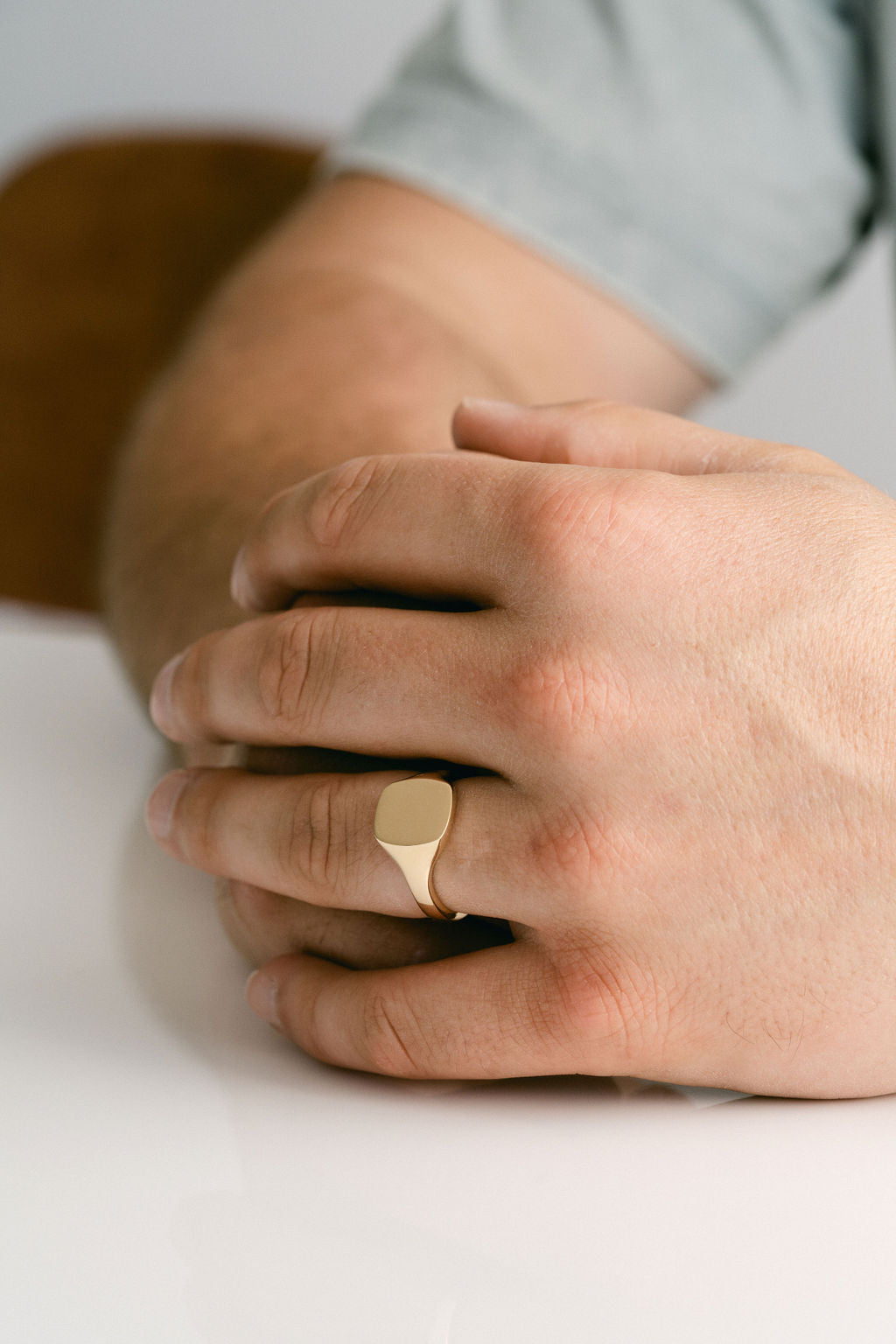 Rectangular Mens Signet Ring 14k Yellow Gold