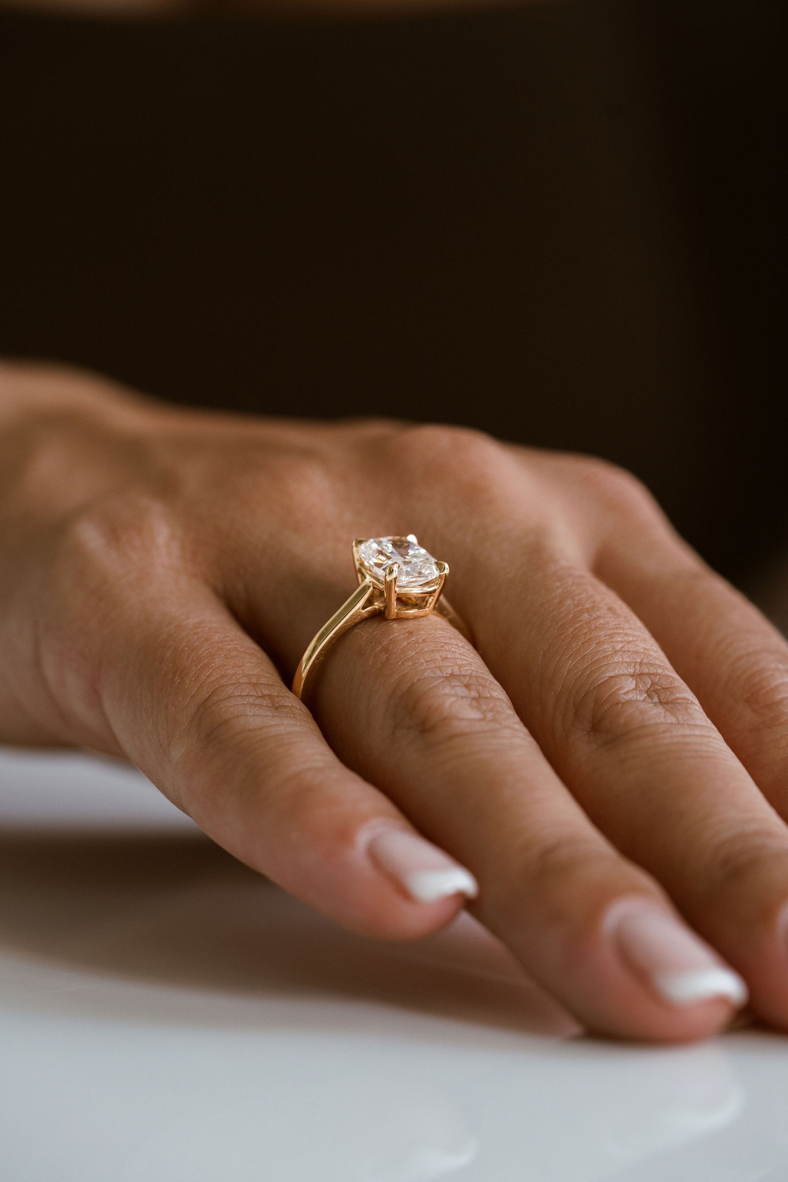 Elongated Cushion Cut Diamond Low-Set Dominion