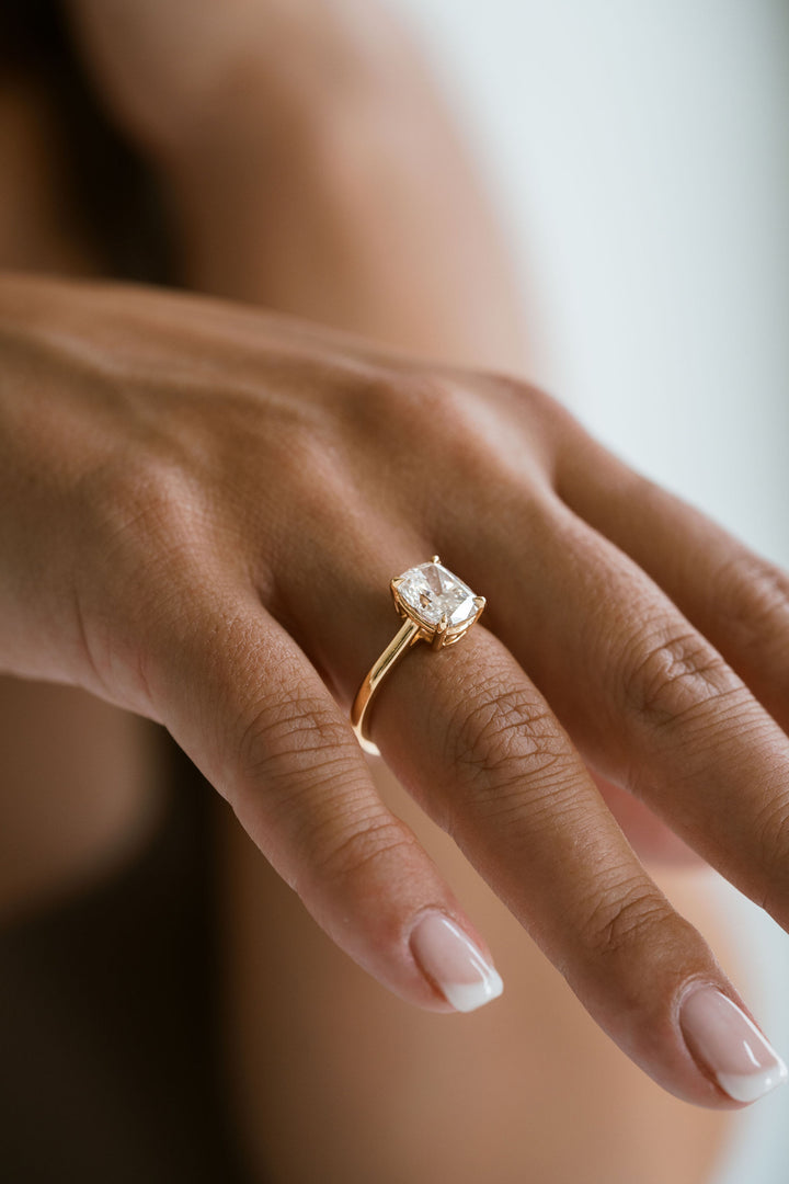 Elongated Cushion Cut Diamond Low-Set Dominion