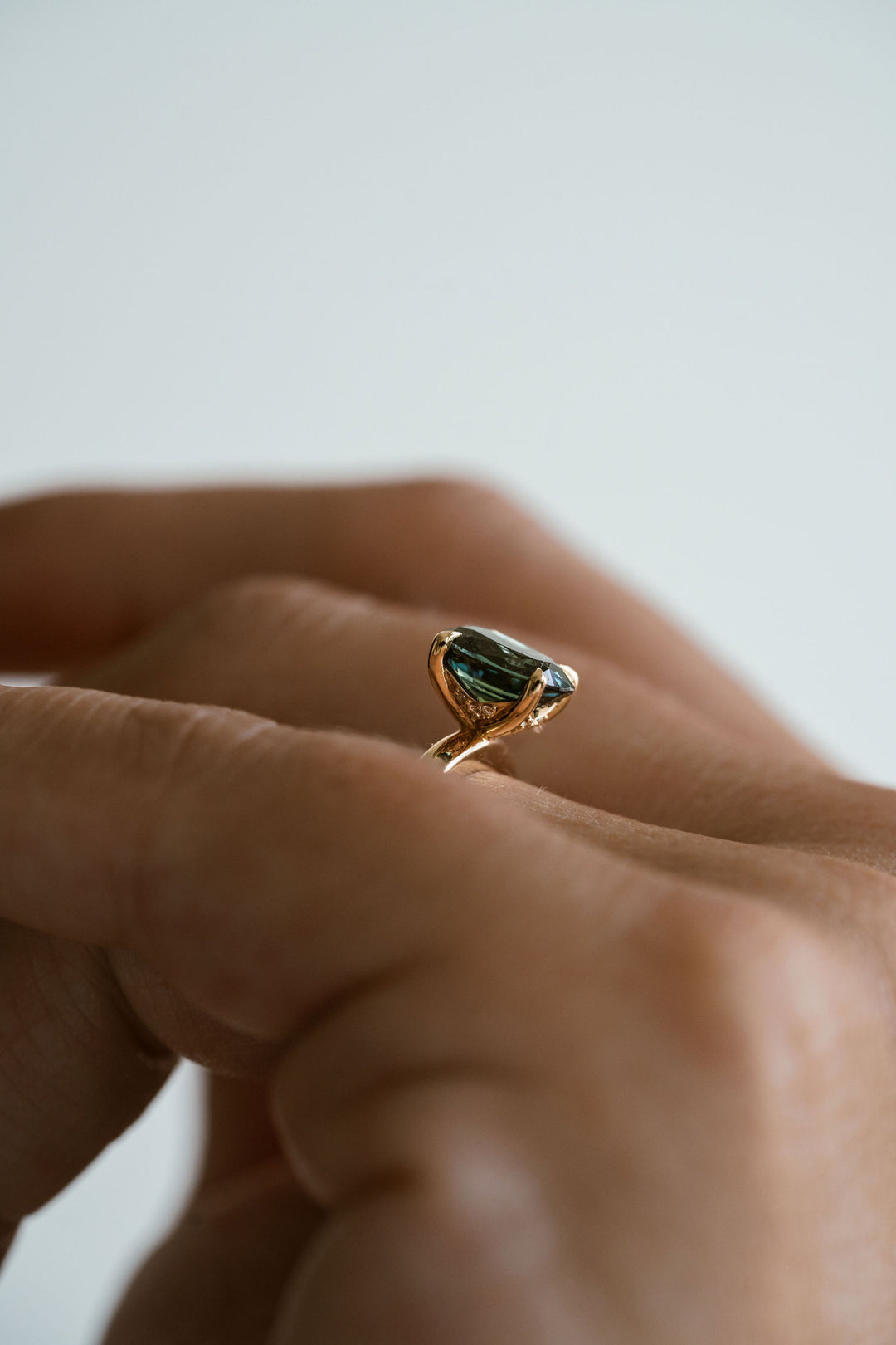 Oval West Coast Green Cavalier 2.0 Solitaire With Diamonds