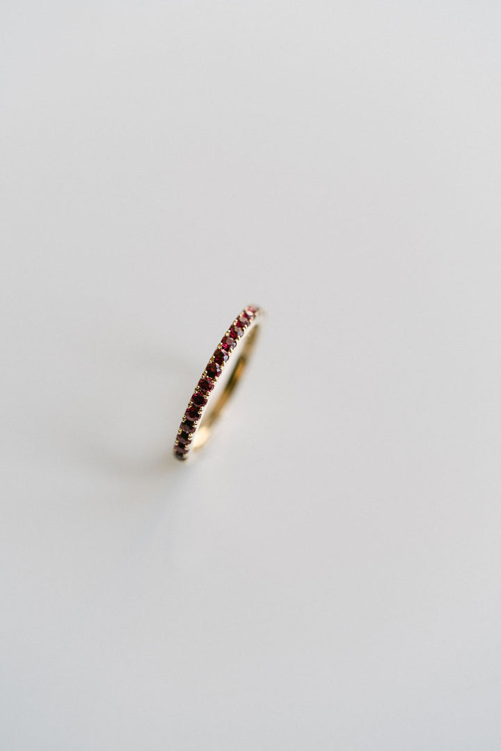 Round Ruby Pavé Band, 14k Yellow Gold