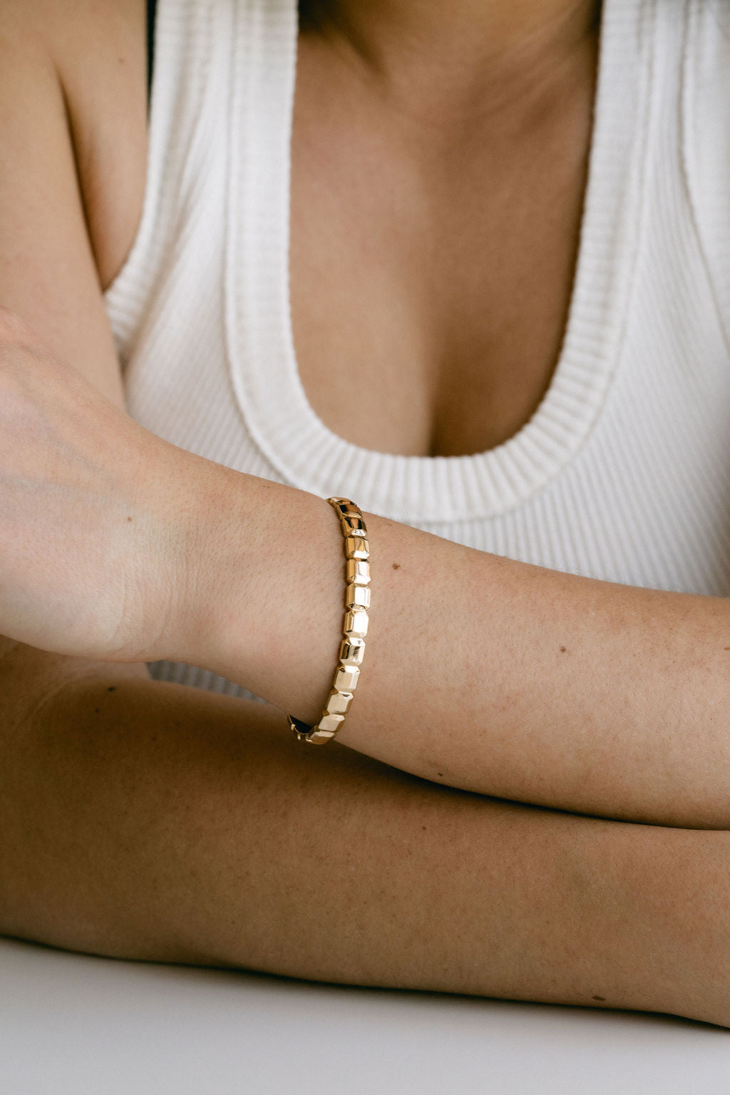 Faceted Geometric Gold Cuff