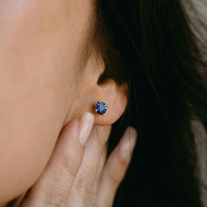 Round Blue Sapphire Studs