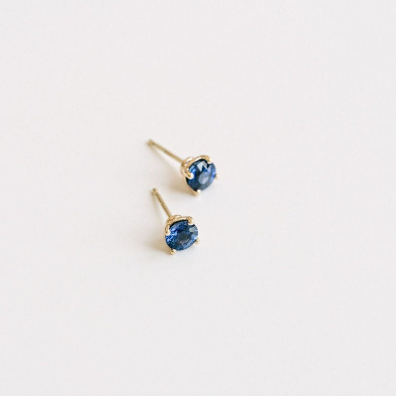 Round Blue Sapphire Studs
