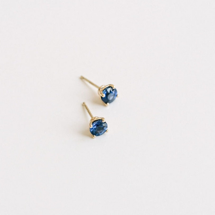 Round Blue Sapphire Studs