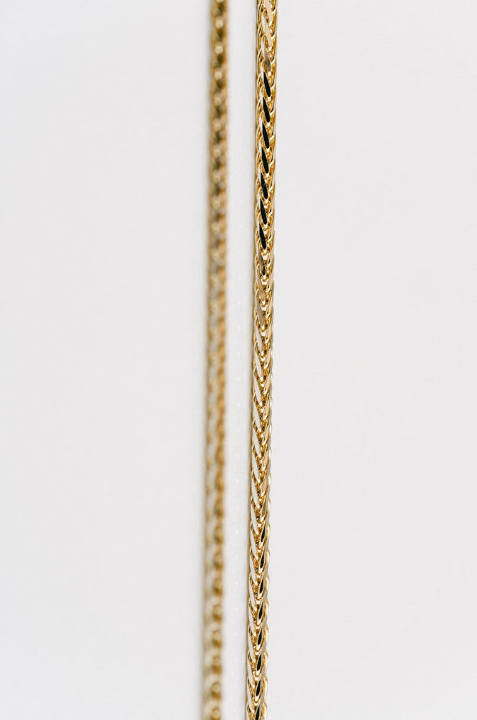 Solid Gold Cavalier Spiga Chain 18" 14k Yellow Gold