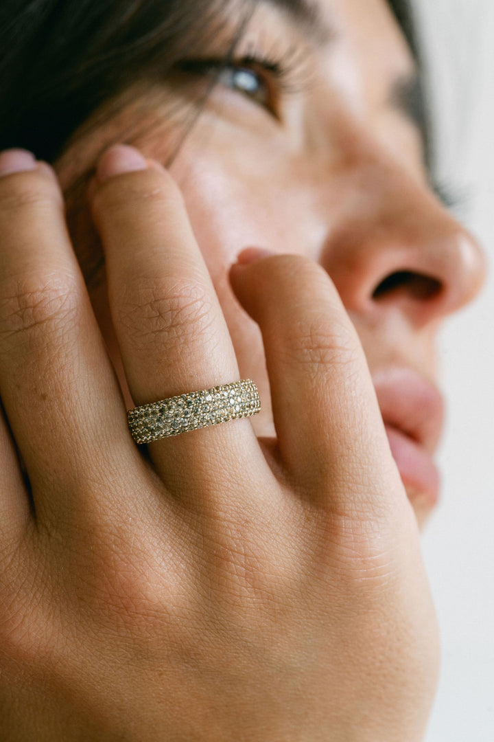 Chunky Light Green Sapphire Micropavé Band