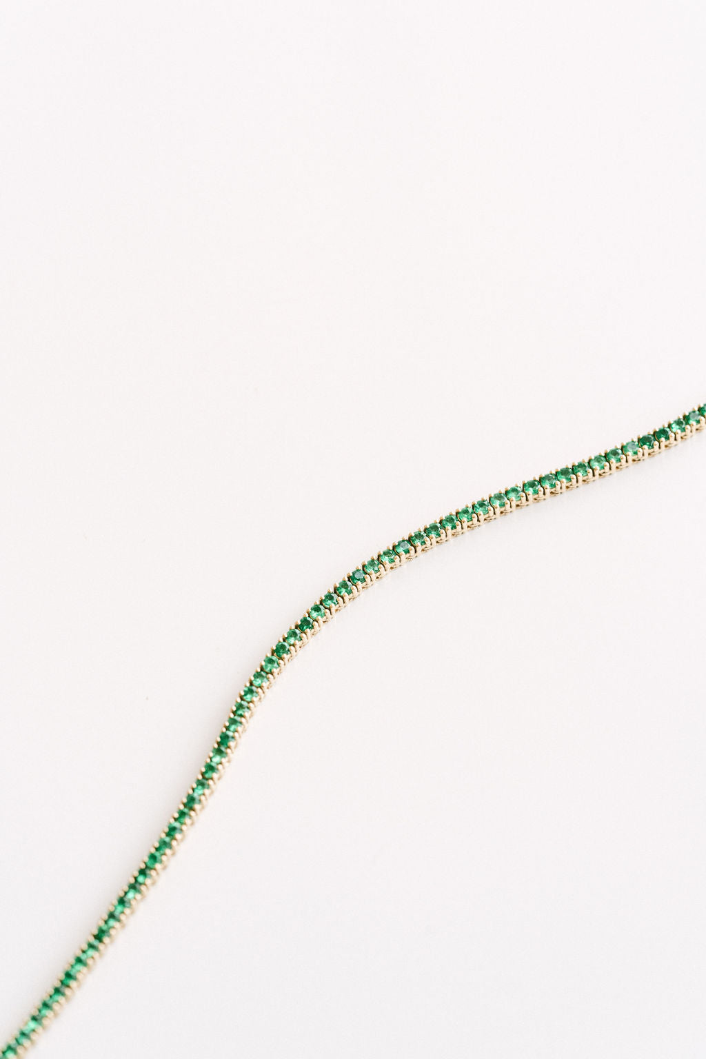 Round Colombian Emerald Tennis Necklace, 14k Yellow Gold