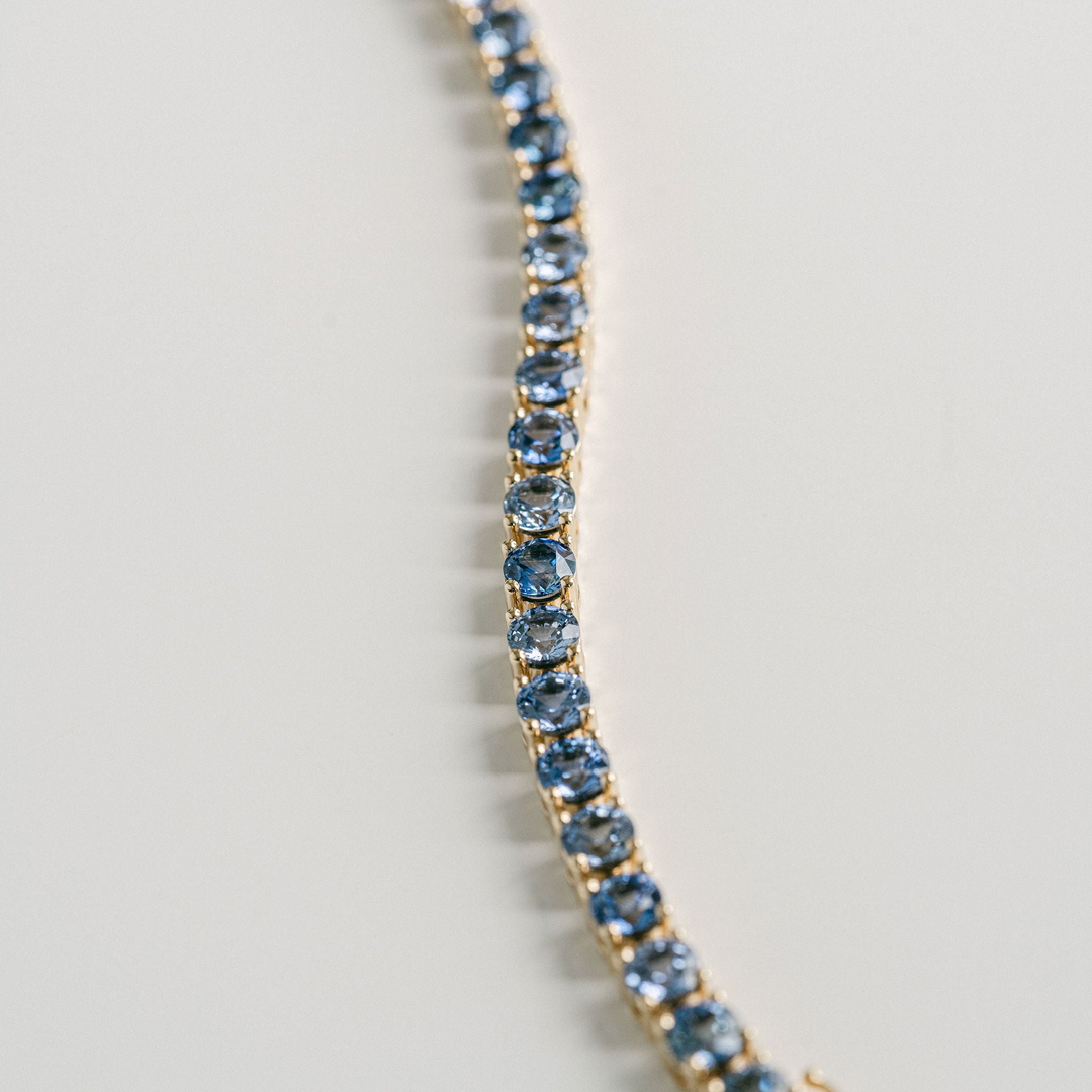 Round Blue Sapphire Tennis Bracelet