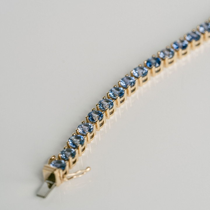 Round Blue Sapphire Tennis Bracelet