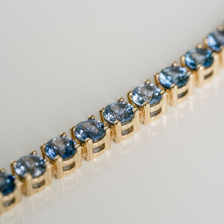 Round Blue Sapphire Tennis Bracelet