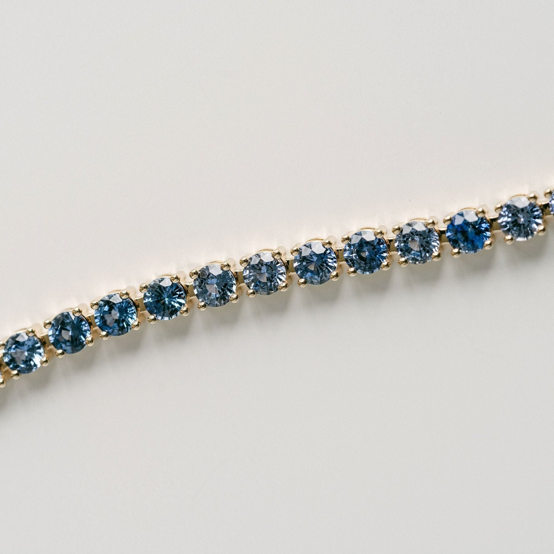 Round Blue Sapphire Tennis Bracelet