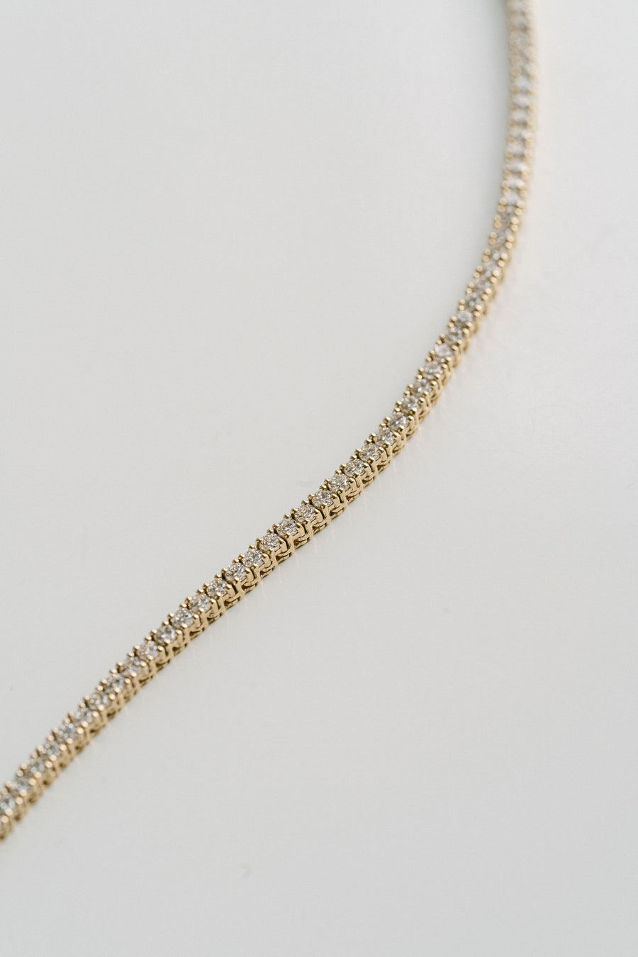 Round Diamond Tennis Necklace, 14k Yellow Gold