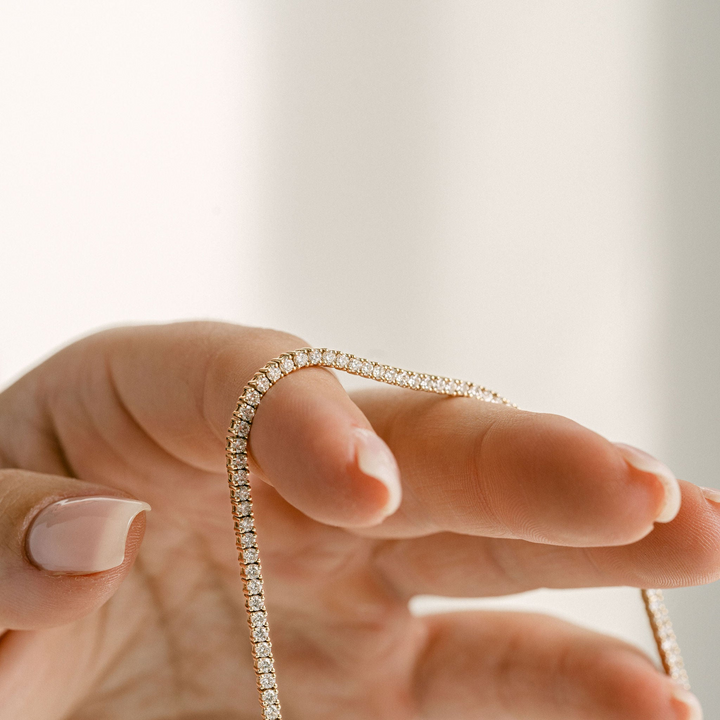 Round Diamond Tennis Necklace