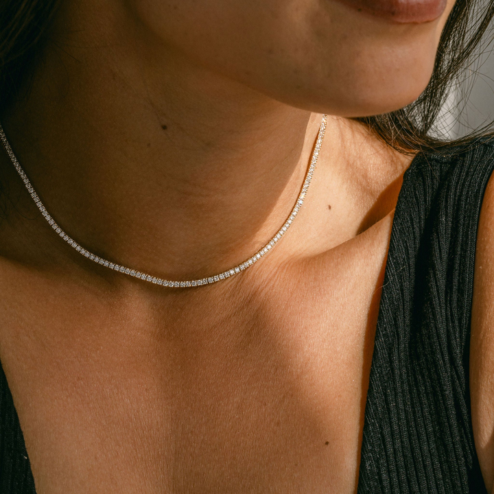 Round Diamond Tennis Necklace