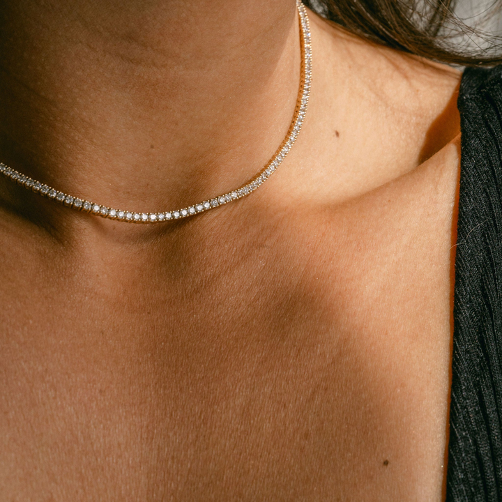 Round Diamond Tennis Necklace