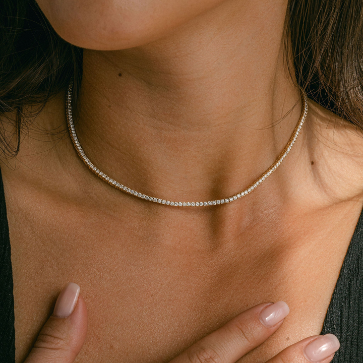 Round Diamond Tennis Necklace