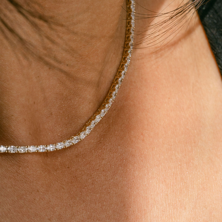 Oval Diamond Tennis Necklace