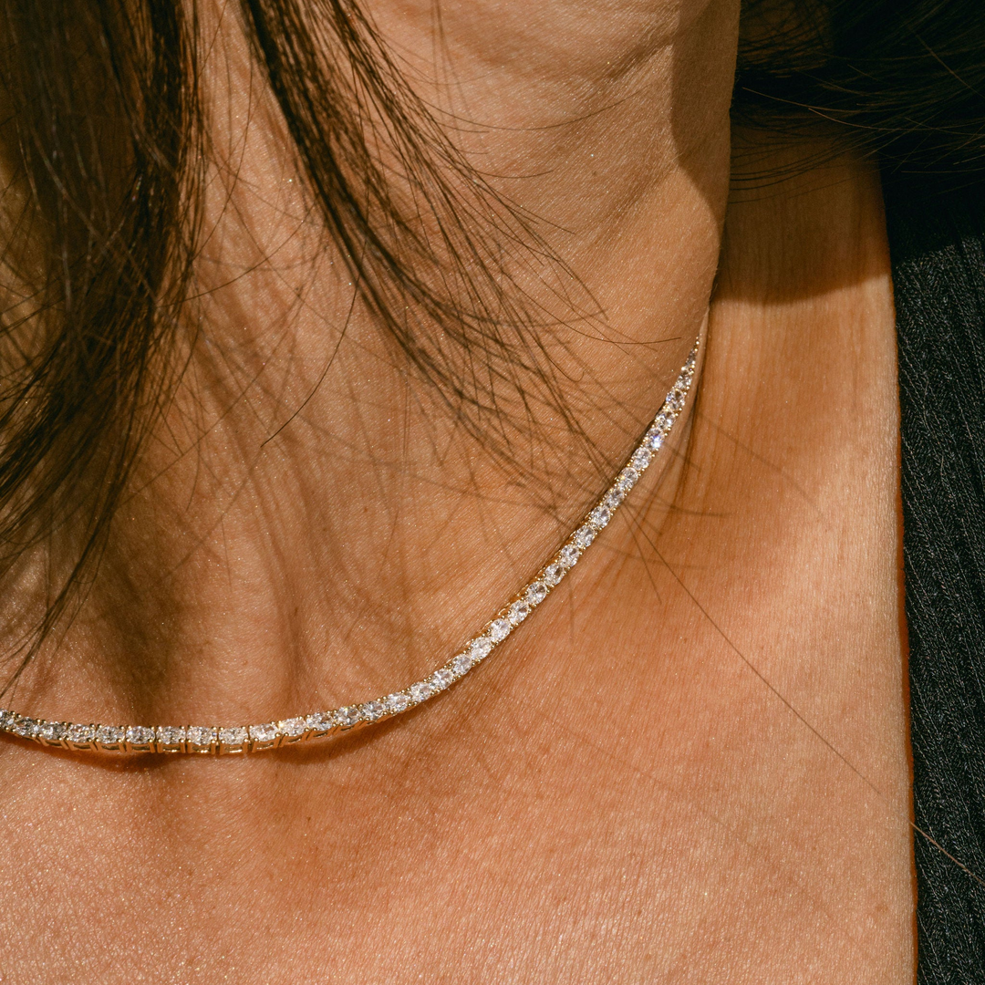 Oval Diamond Tennis Necklace