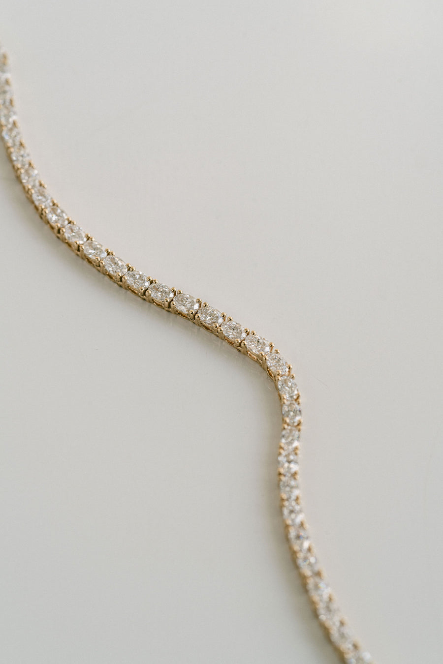 Oval Diamond Tennis Necklace, 14k Yellow Gold