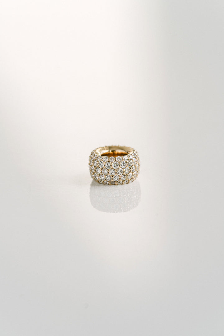 Diamond Pavé Round Torus Pendant, 14k Yellow Gold