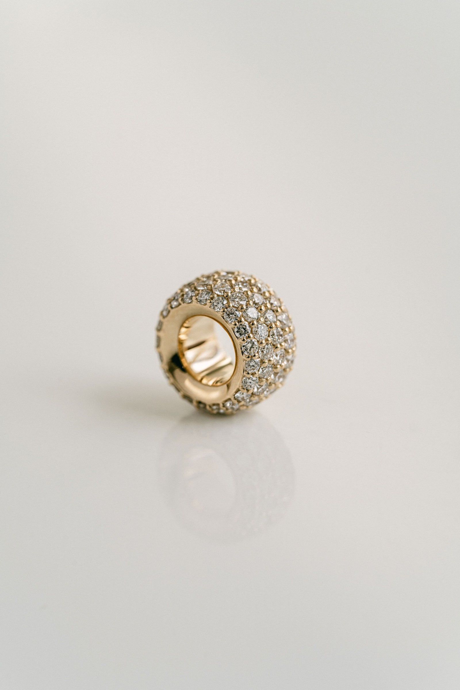 Diamond Pavé Round Torus Pendant, 14k Yellow Gold