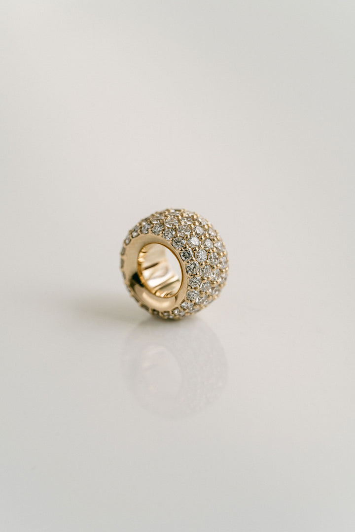 Diamond Pavé Round Torus Pendant, 14k Yellow Gold