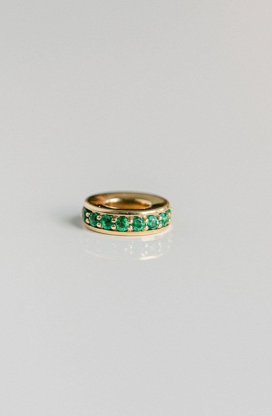 Round Emerald Oval Torus Pendant, 14K Yellow Gold