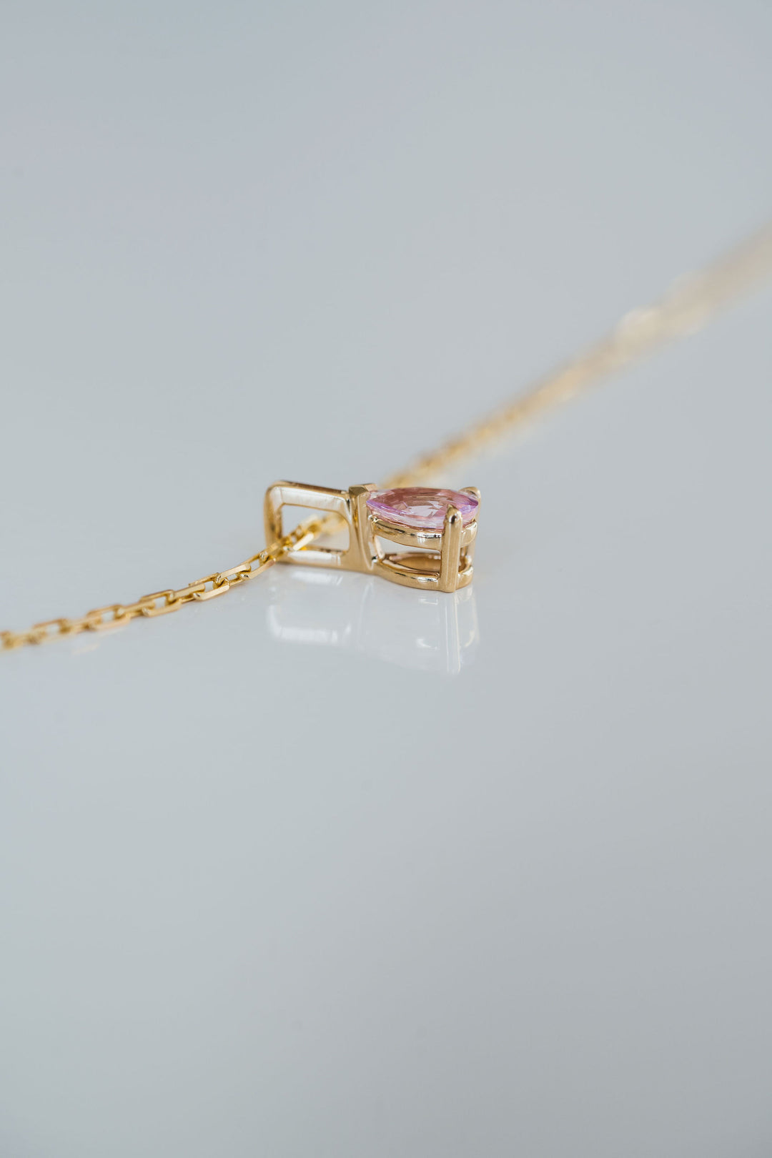 Pear Shape Pink Sapphire Solitaire Box Pendant