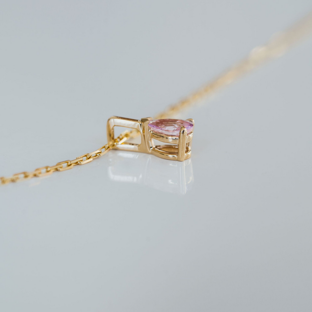 Pear Shape Pink Sapphire Solitaire Box Pendant