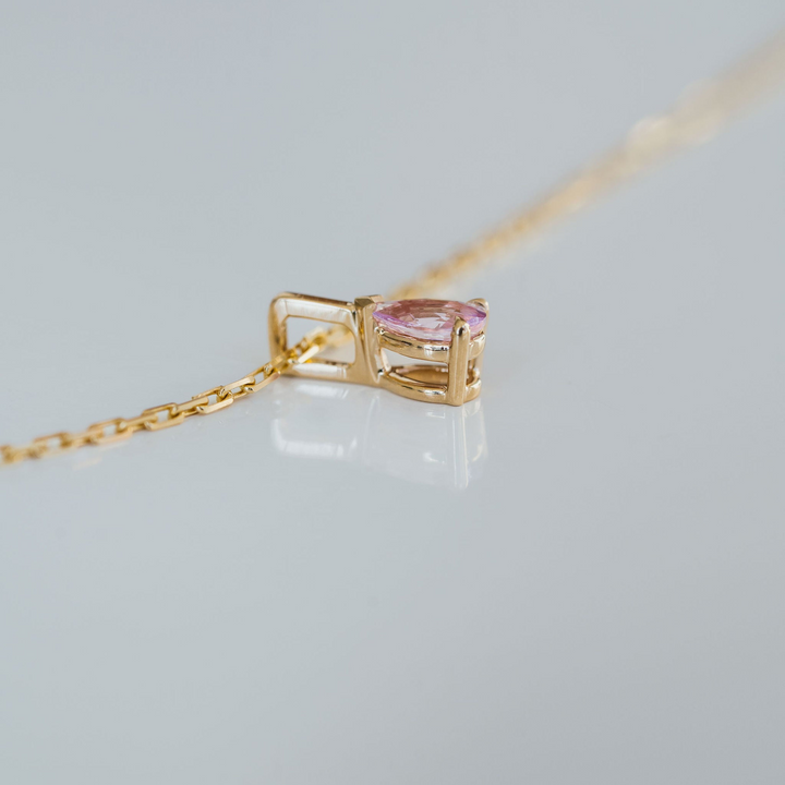 Pear Shape Pink Sapphire Solitaire Box Pendant